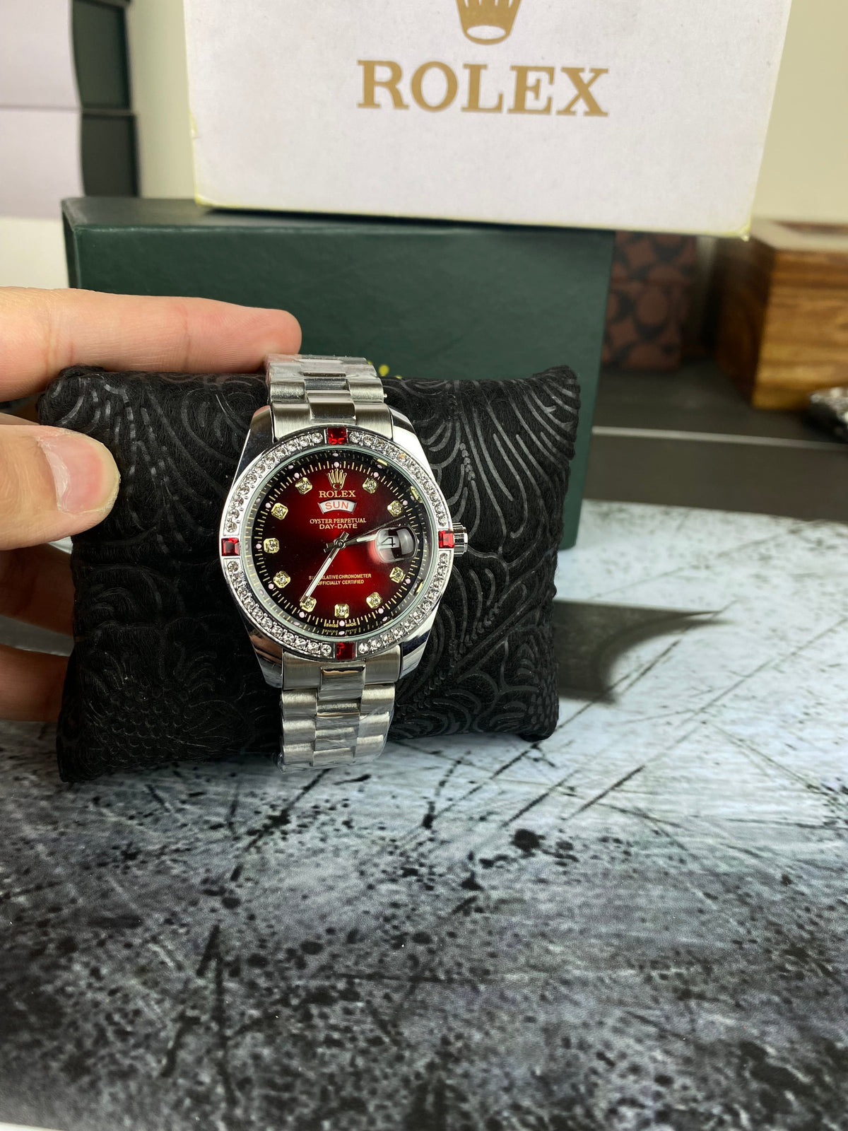RLX Day-date(Red) Diamond Bezel