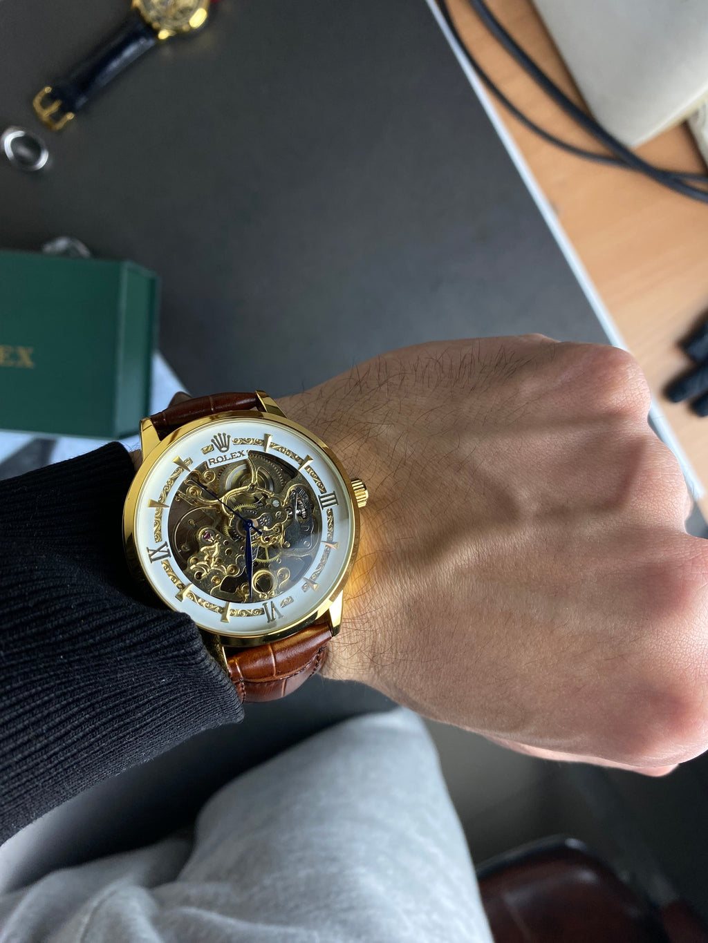 RLX Skeleton (Brown) Leather strap Automatic