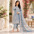 Elegant Sky Blue Floral 3-Piece Suit