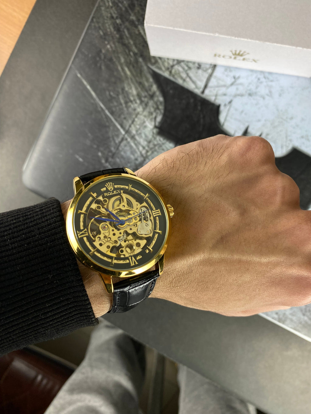 RLX (Black&Gold)  Automatic Skeleton watch