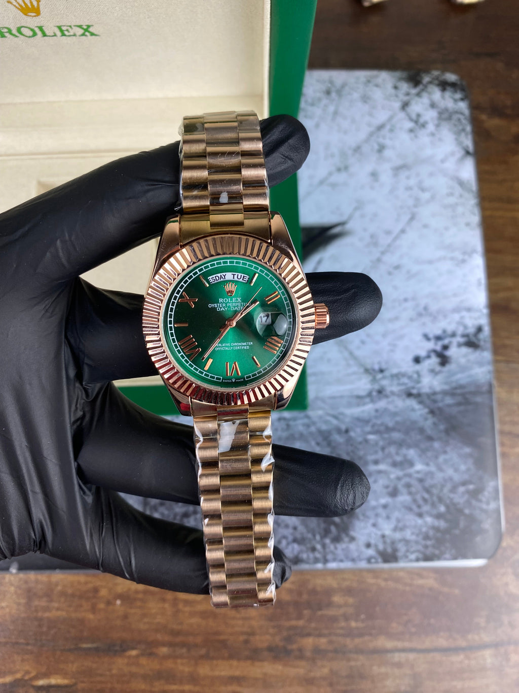RLX Day-Date Green roman