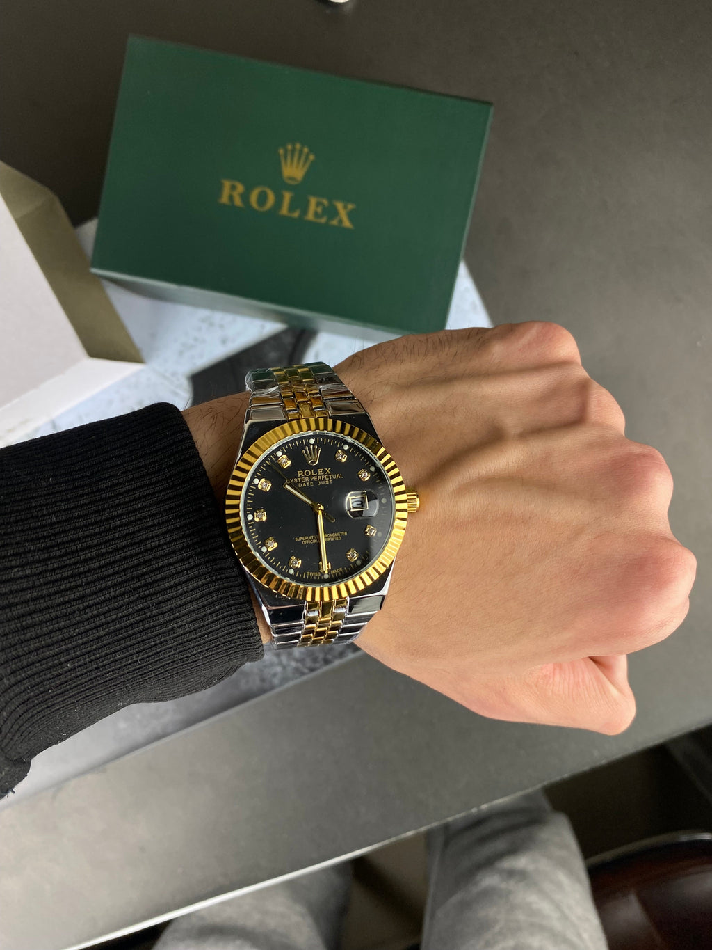 RLX Datejust – Black Diamond Dial (Two-Tone)