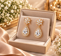 Elegant Gold Diamond Drop Earrings