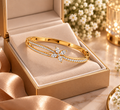 Elegant Gold Floral Diamond Bangle