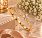 Elegant Gold Floral Diamond Bangle