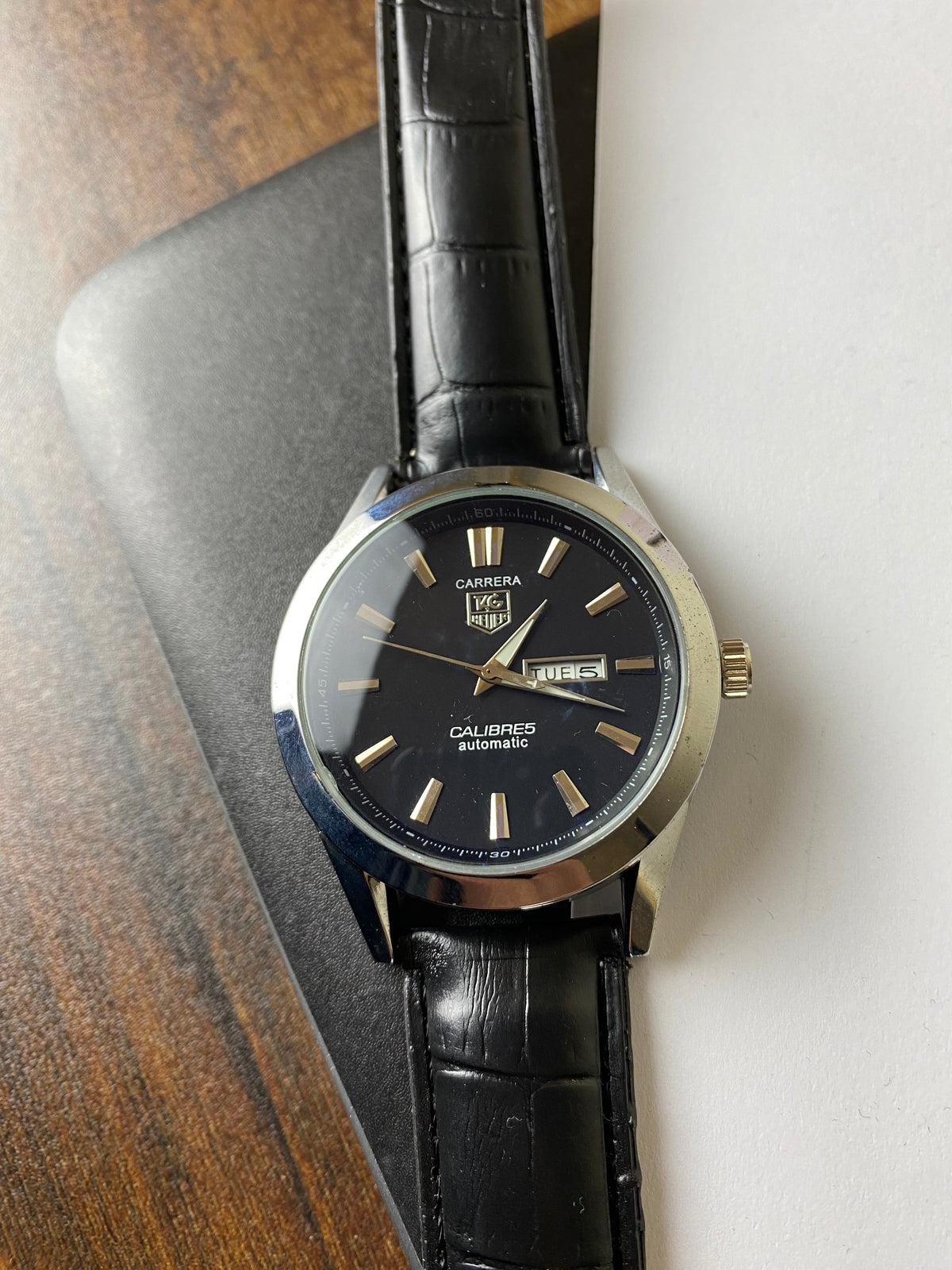 TAG Heuer Carrera Calibre 5 Automatic – Black Dial Leather Edition