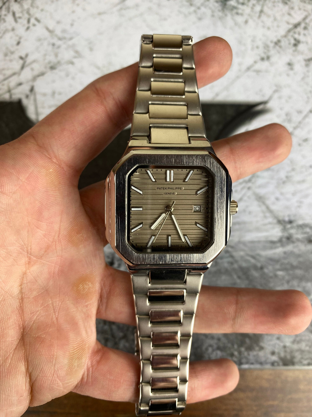 PP Square Steel Brown Dial