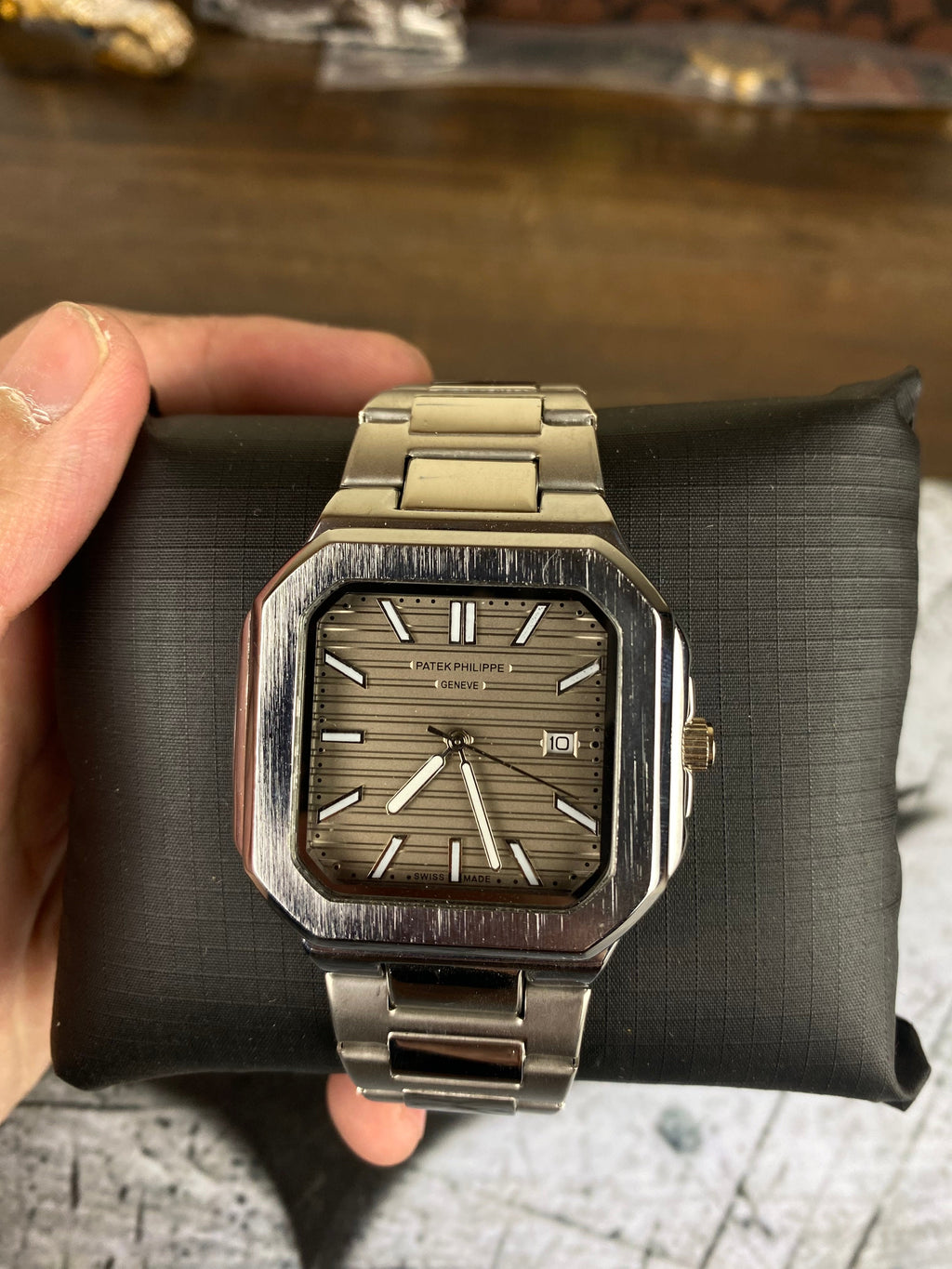 PP Square Steel Brown Dial