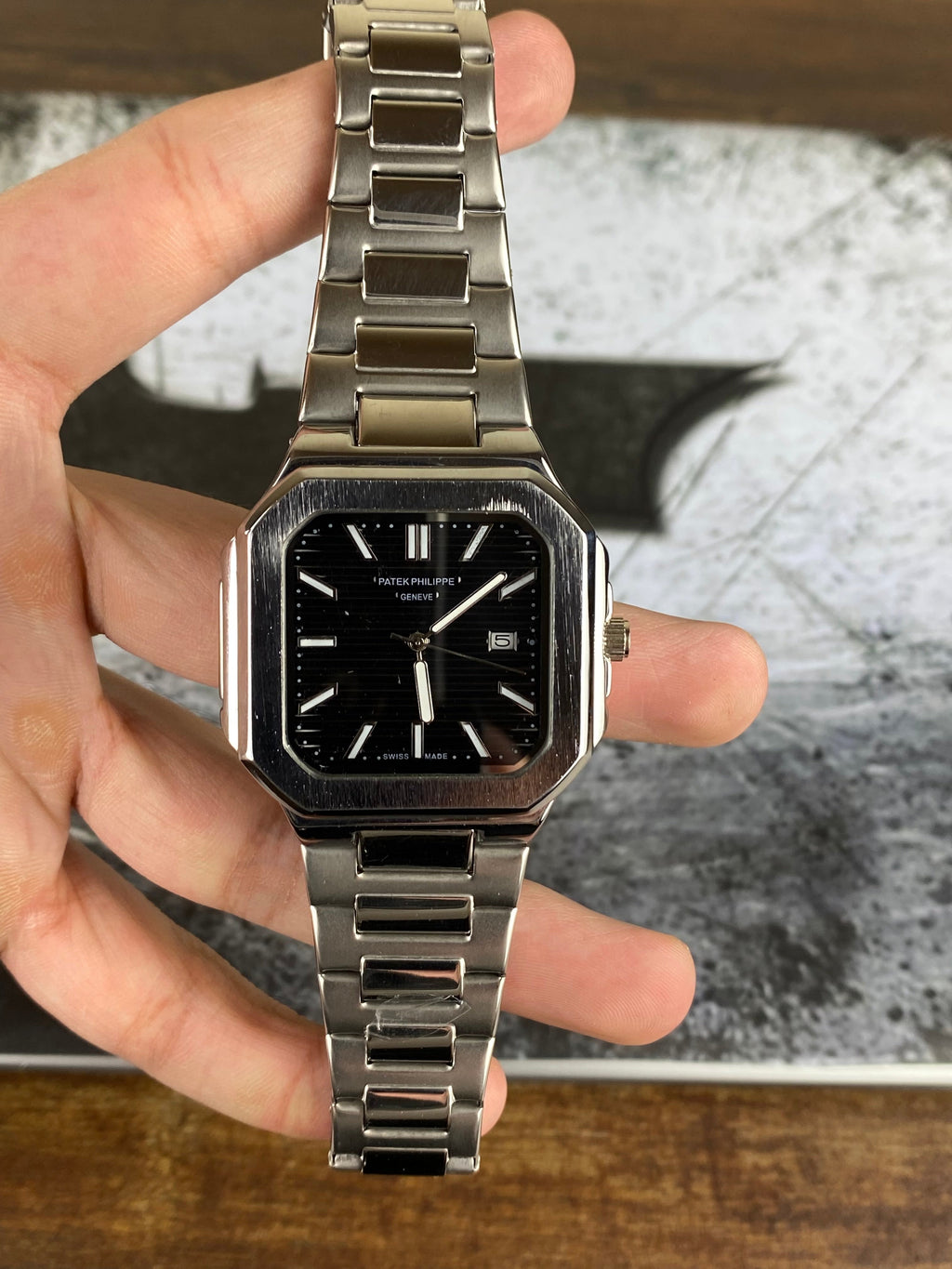 PP Square Steel Black Dial