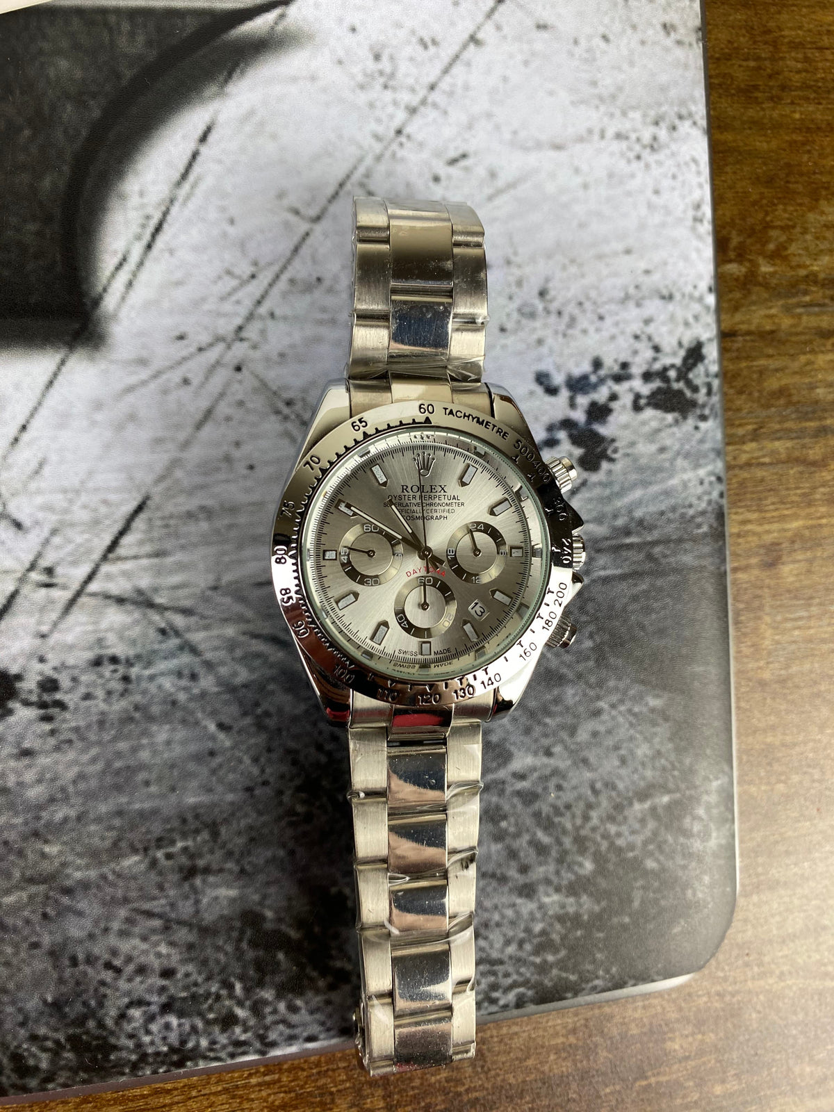Luxury Silver Ice Dial Chronograph Inspired Men's Watch