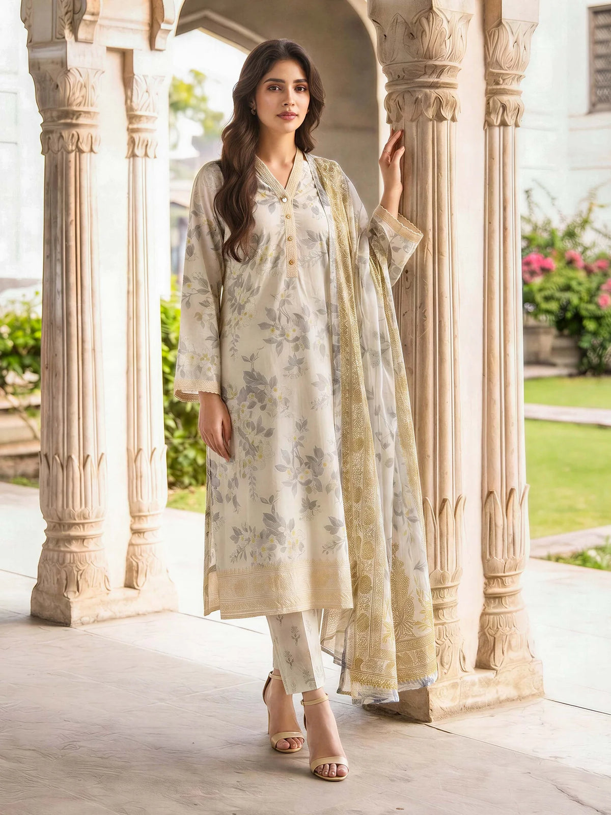 3 Piece Lawn Paste Suit (Unstitched)