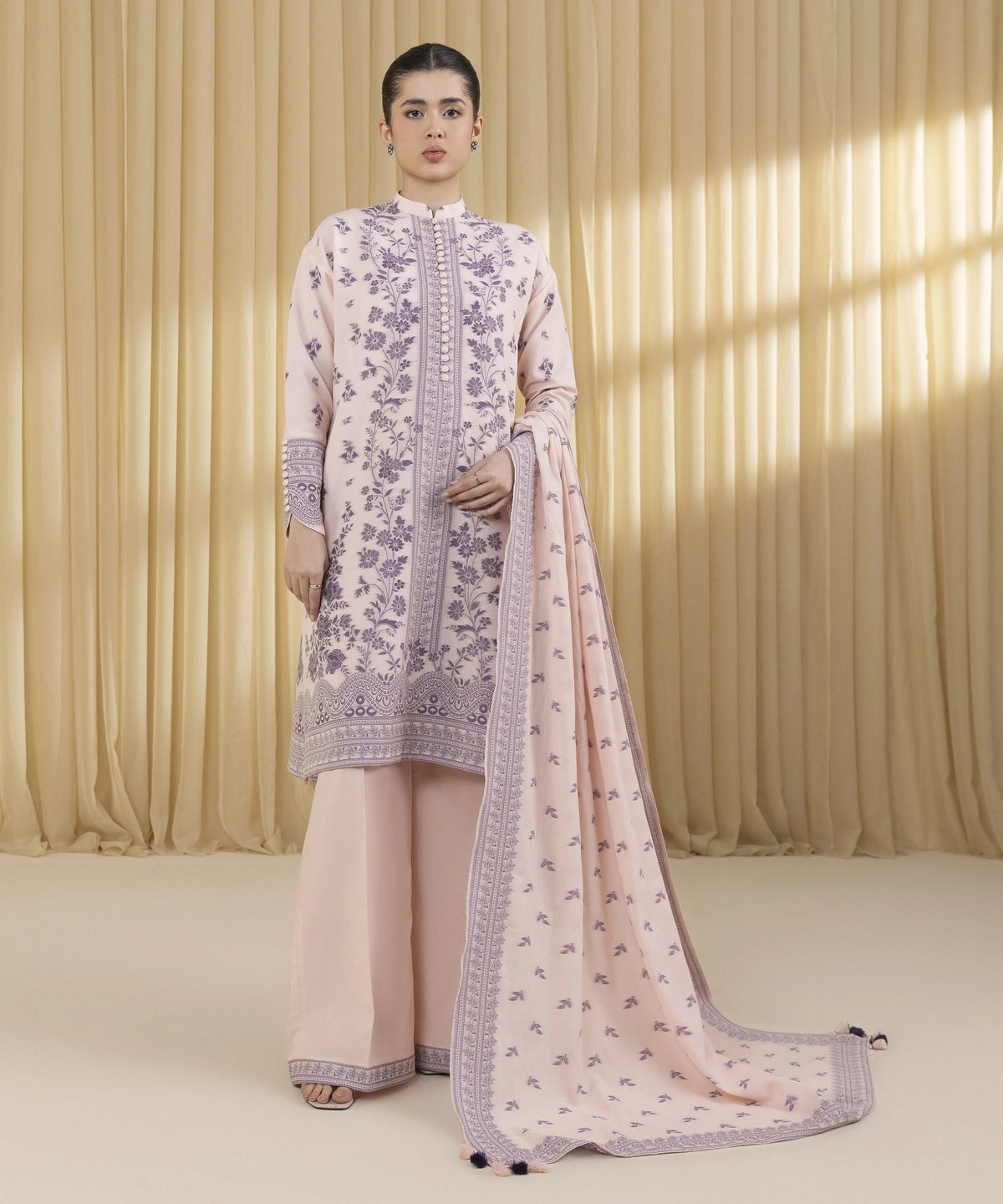 3 PIECE - EMBROIDERED RAW SILK SUIT