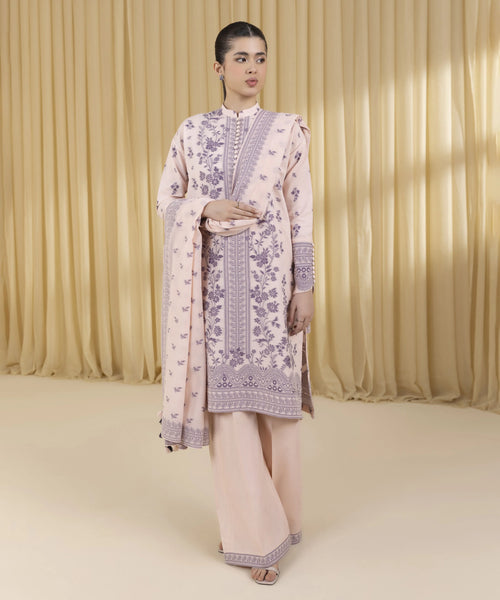 3 PIECE - EMBROIDERED RAW SILK SUIT