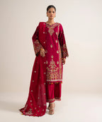 3 PIECE - EMBROIDERED COTTON NET SUIT