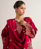 3 PIECE - EMBROIDERED COTTON NET SUIT