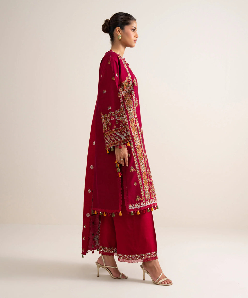 3 PIECE - EMBROIDERED COTTON NET SUIT