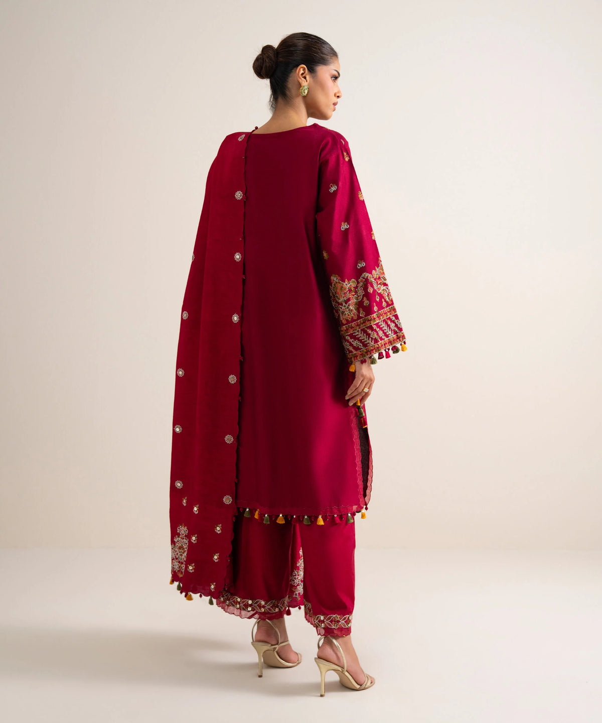 3 PIECE - EMBROIDERED COTTON NET SUIT