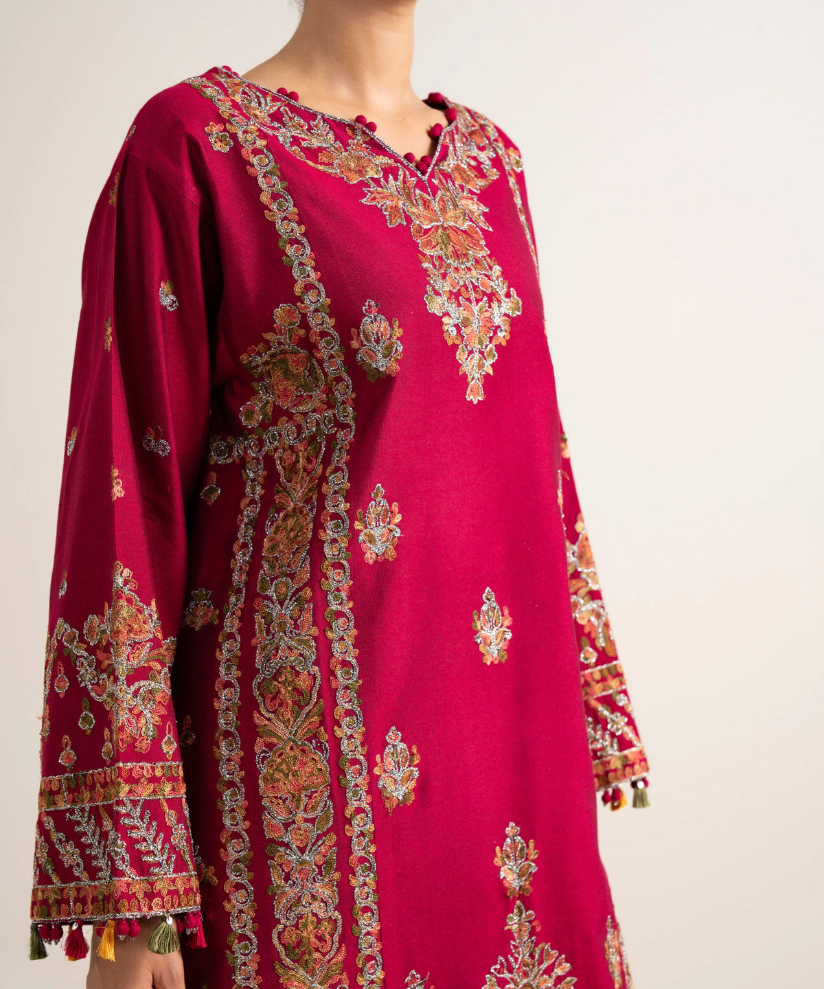 3 PIECE - EMBROIDERED COTTON NET SUIT