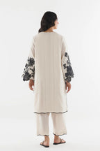 Stitched Embroidered Leno Kara Shirt+ Culotte